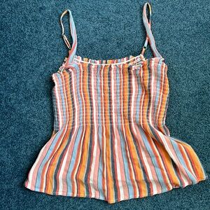 Becaal Babydoll Striped Burnt Orange/blue Tank